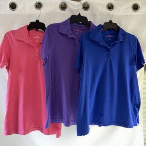Woman Within Lot Of Three Pink/Blue/Purple Polo Woman's Shirts Size 14/16 M EUC